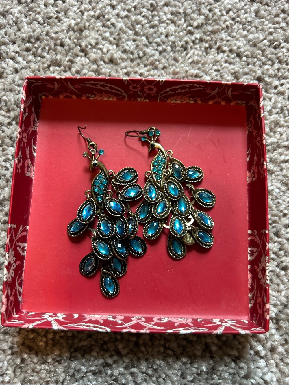Turquoise Teardrop peacock Dangle Earrings - Women Jewelry